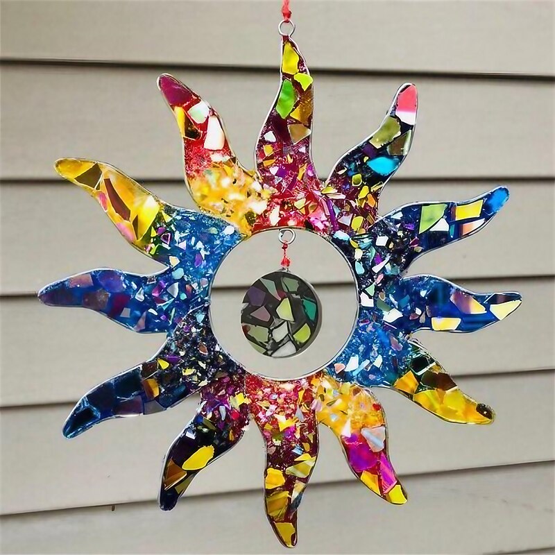 7 Colour Suncatcher Wall Decor Home Decoration Rainbow Sun Decoration Pendant Garden Home Living Room Decoration Arrangement 21x21cm/8.27''x8.27''