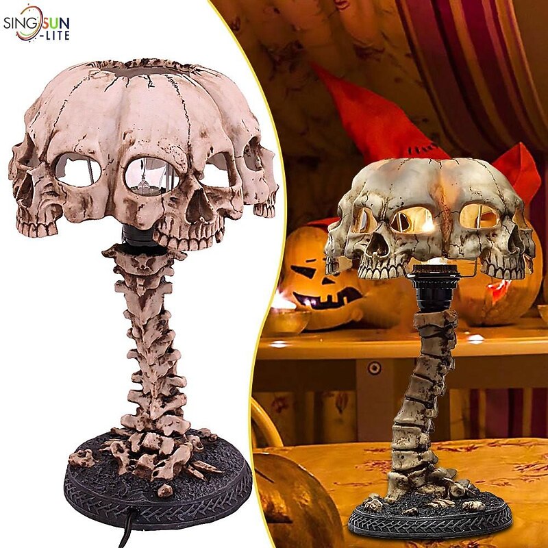 Skull Table Lamp Luminous Skull Night Light Creative Resin Home Office Desktop Ornament Halloween Decoration4