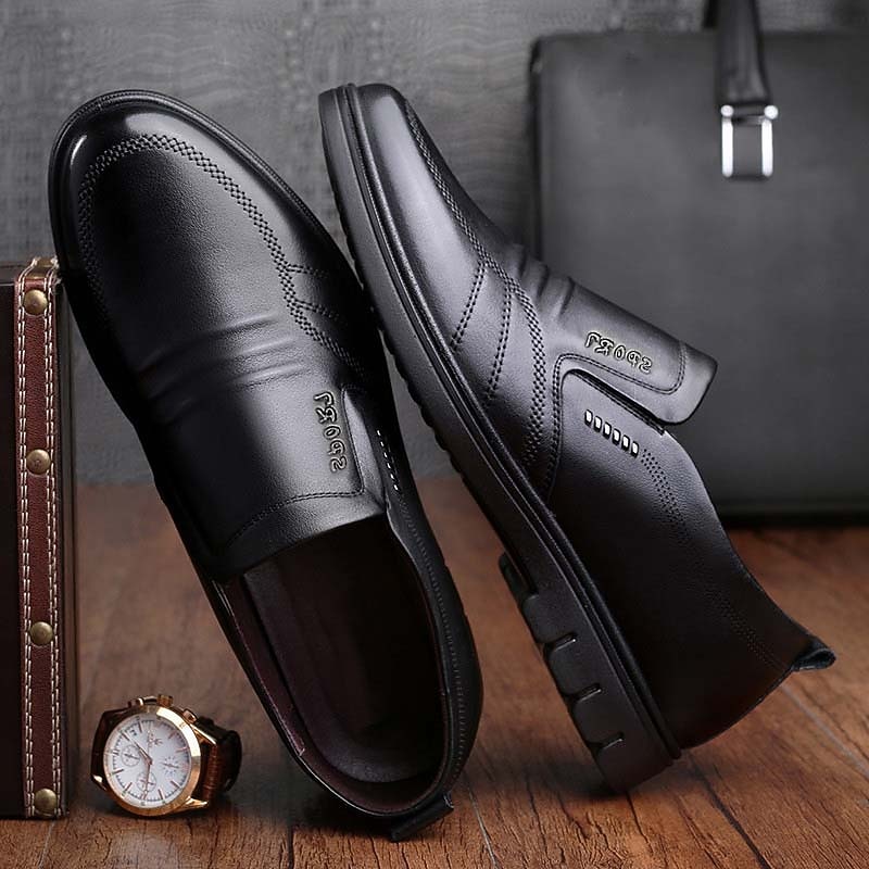 Men's Black Slip-On Faux Leather Loafers – Comfortable Business Casual Dress Shoes for Office, Travel, and Daily Wear2