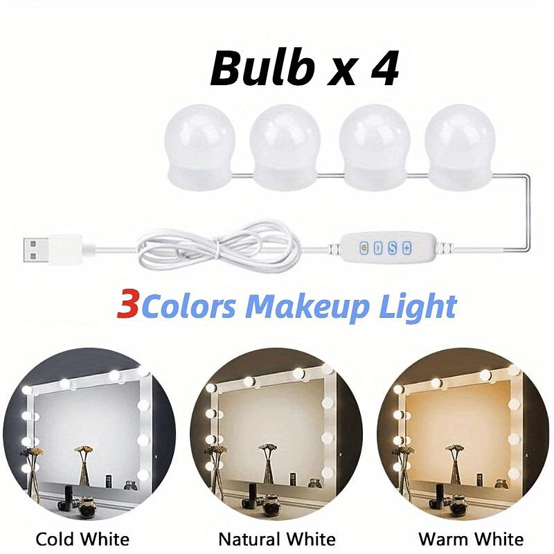 10 Bulbs 3 Colours LED Make Up Mirror Light Bulbs USB Vanity Makeup Mirror Lights Bathroom Dressing Table Lighting Dimmable LED Wall Lamp3