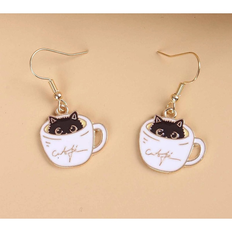 1 Pair Drop Earrings For Women's Birthday Gift Date Alloy Classic Cat Cup3