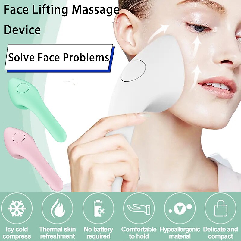 Facial Massager Handheld Skin Rejuvenating Device Women's Face Lifting Massage Device With Hot & Cold Compress For Smoother Tighter Face Small Iron Shape Facial Beauty Instrument Valentine's Day B