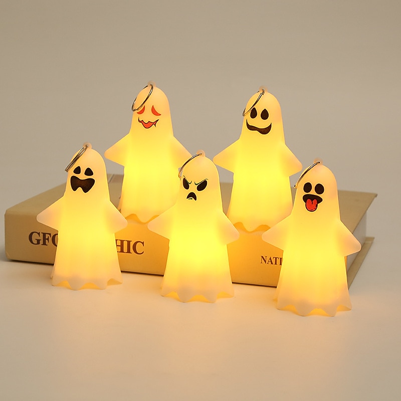 Halloween Lighted Ghost Lamp Luminous Decorative LED Halloween Electronic Props Small Ghost Party Pendant Candl Halloween Decorative Ghost Lamp Desktop Decoration Ghost Party Props Pendant3