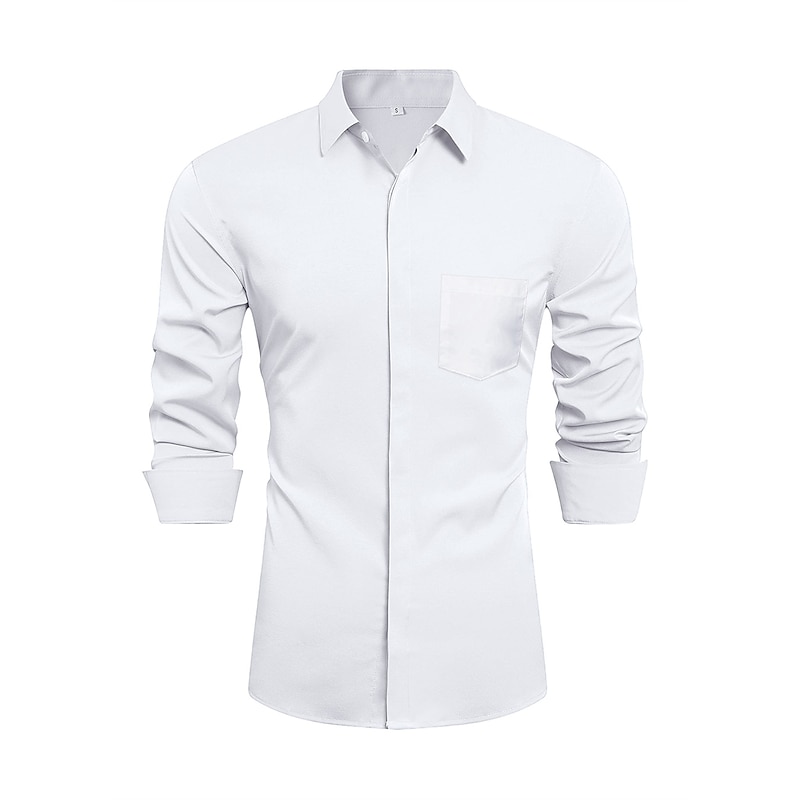 Men's Dress Shirt French Cuff Shirt Collared Shirt Button Up Shirt Waves Wedding Work Black White Pink Navy Blue Long Sleeve Turndown All Seasons Clothing Apparel Button-Down3