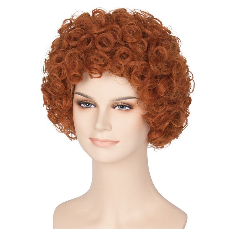 Adult Wig Short Curly Reddish Orange Wig Carnival Cosplay Costume Wig Halloween Wigs3