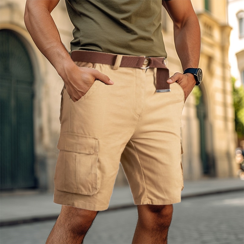 Men's Cargo Shorts Shorts Summer Shorts Multi Pocket Plain Comfort Breathable Short Casual Daily Holiday Fashion Designer Army Green Khaki