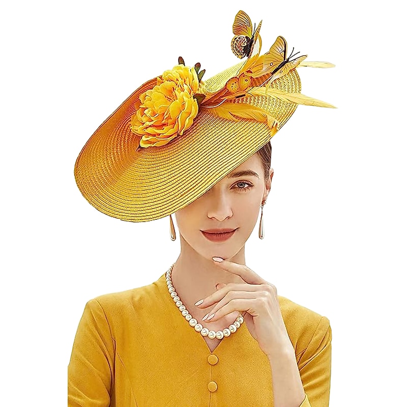 Fascinators synthetic fibre Halloween Kentucky Derby Glam Fancy With Flower Butterfly Headpiece Headwear