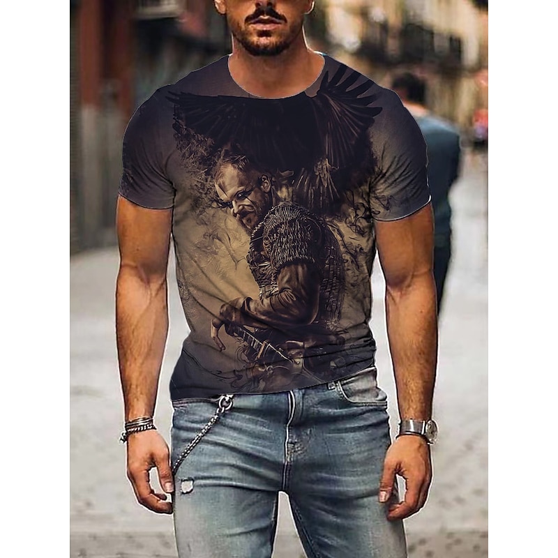 viking Viking Cosplay Costume T-shirt Print 3D Classic Street Style For Couple's Men's Women's Adults' 3D Print Street Daily Wear4