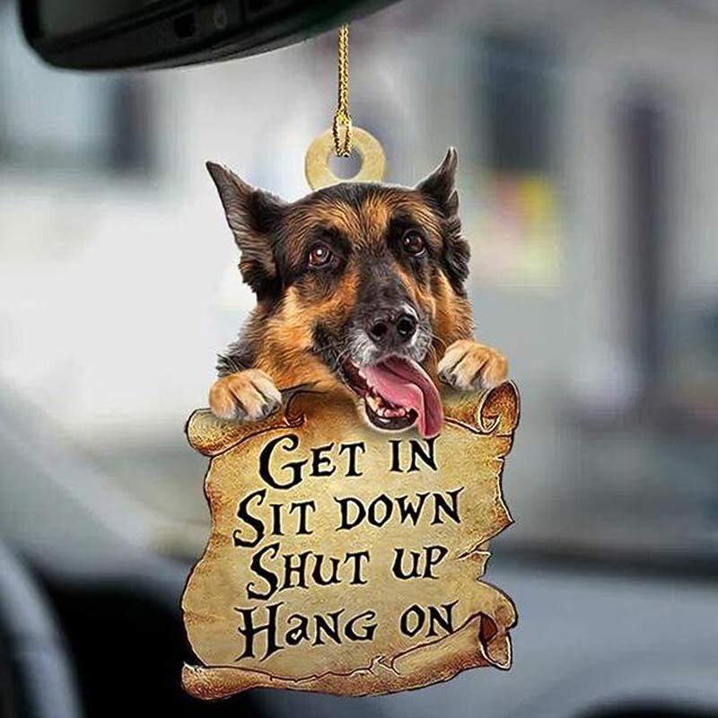 Cute Dog Ornament Lovely Acrylic Animal Car Hanger Car Decor Two Sided Ornament4