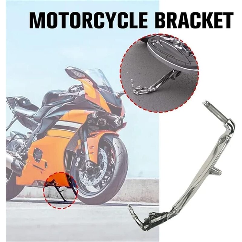 Halloween Skeleton Paw Motorcycle Kickstands - Skeleton Paw With Middle Finger Motorcycle Kickstands, Aluminum Alloy Universal Motorcycle Side Mount3