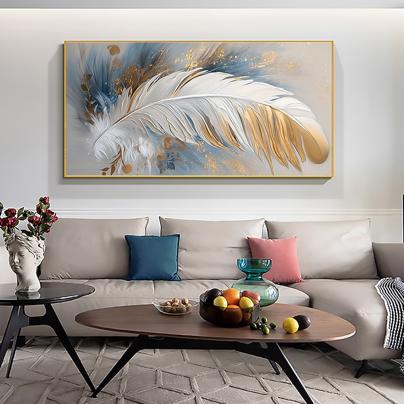 Handmade Oil Painting Canvas Wall Art Decor Original Feather Painting for Home Decor With Stretched Frame/Without Inner Frame Painting 13