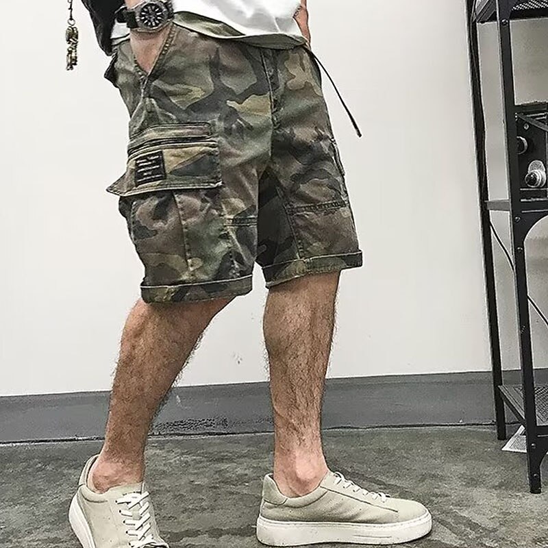 Men's Cargo Shorts Camo Shorts Shorts Hiking Shorts Multi Pocket Camouflage Comfort Breathable Knee Length Casual Daily Holiday Sports Fashion Camouflage Camouflage Green3