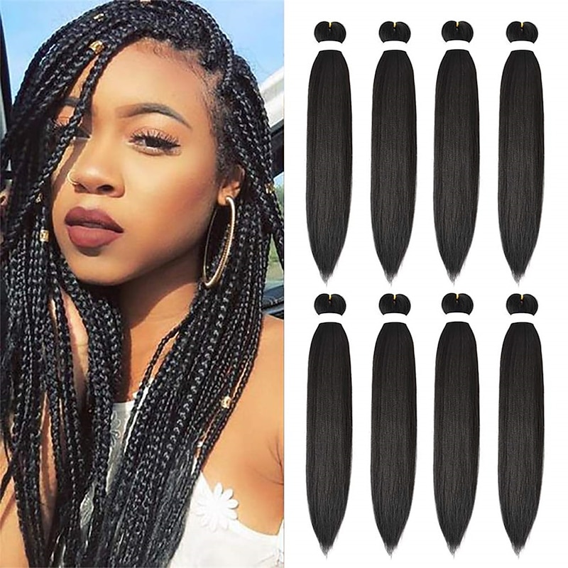 8 Pack Ombre Braiding Hair Pre Stretched - 26 100G/Pack Premium Kanekalon Pre Stretched Braiding Hair Extensions Professional Itch Free Hot Water Setting Perm Yaki Texture Prestretched Hair