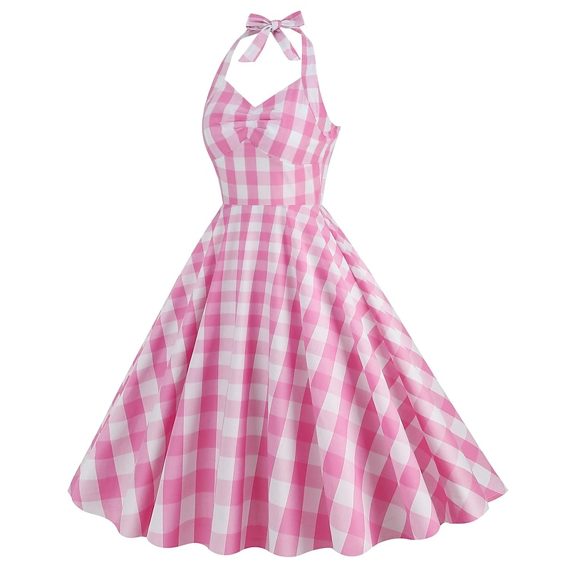 Plaid Retro Vintage 1950s A-Line Dress Swing Dress Flare Dress Sleeveless Plaid Checkered Gingham Fancy Dress Women's Girls' Valentine's Day Vacation Tea Party Casual Daily Adults' Dress Homecoming3