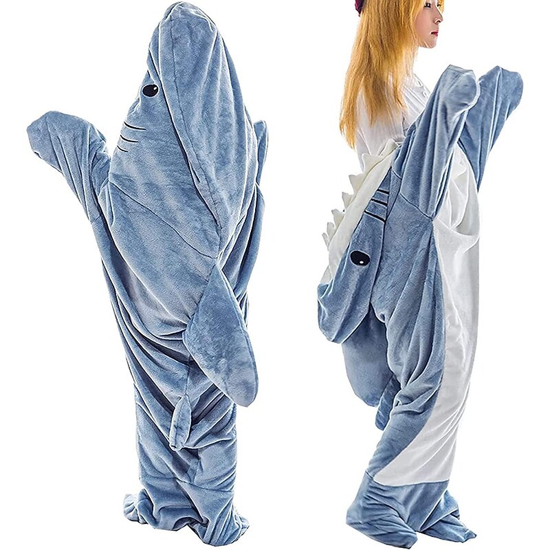 Shark Blanket Kigurumi Pajamas Sofa Blanket for Adults' Unisex Cute Christmas Halloween Carnival Easy Halloween Costumes 8