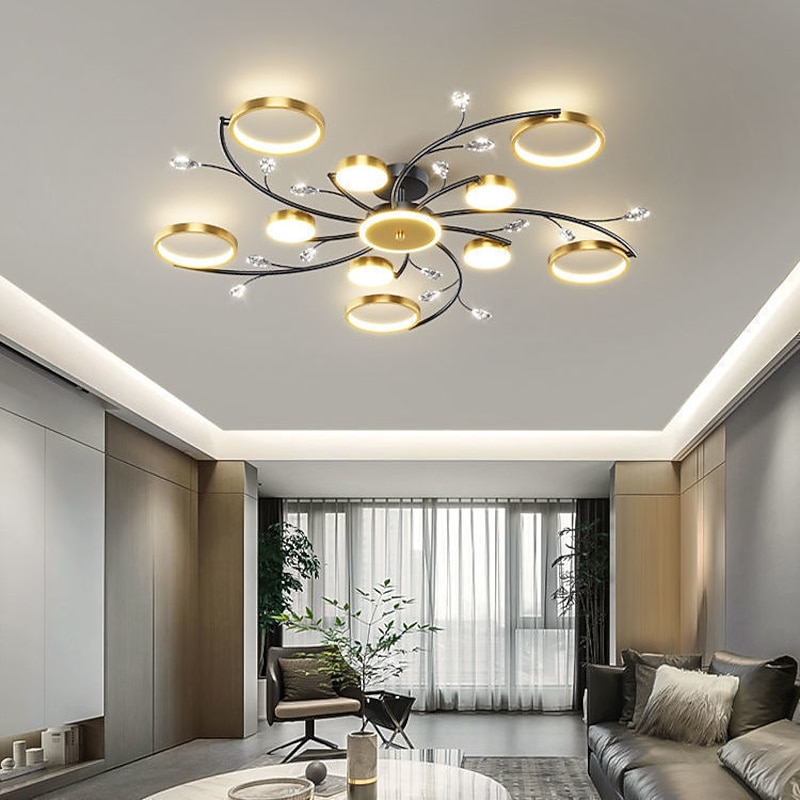 Ceiling Chandelier 10 Heads Mid Century Pendant Lighting, Ceiling Light Fixture Semi Flush Mount, Pendant Light Fixture for Living Room Kitchen Bedroom 110-240V ONLY DIMMABLE with REMOTE CONTROL4