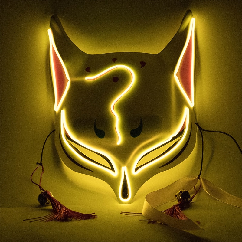 Holloween Mask Led Fox Mask Plastic Led Light Up Masks Cosplay Mask Headwear Halloween Mask Party4