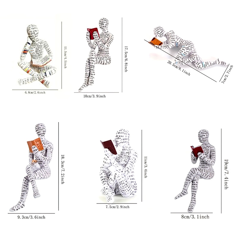 Modern Reading Woman Statue Reading Woman Figurine,Resin Statue Thinker Style,Abstract Sculptures Figurines for Home Decor Modern Office Shelf Desktop3
