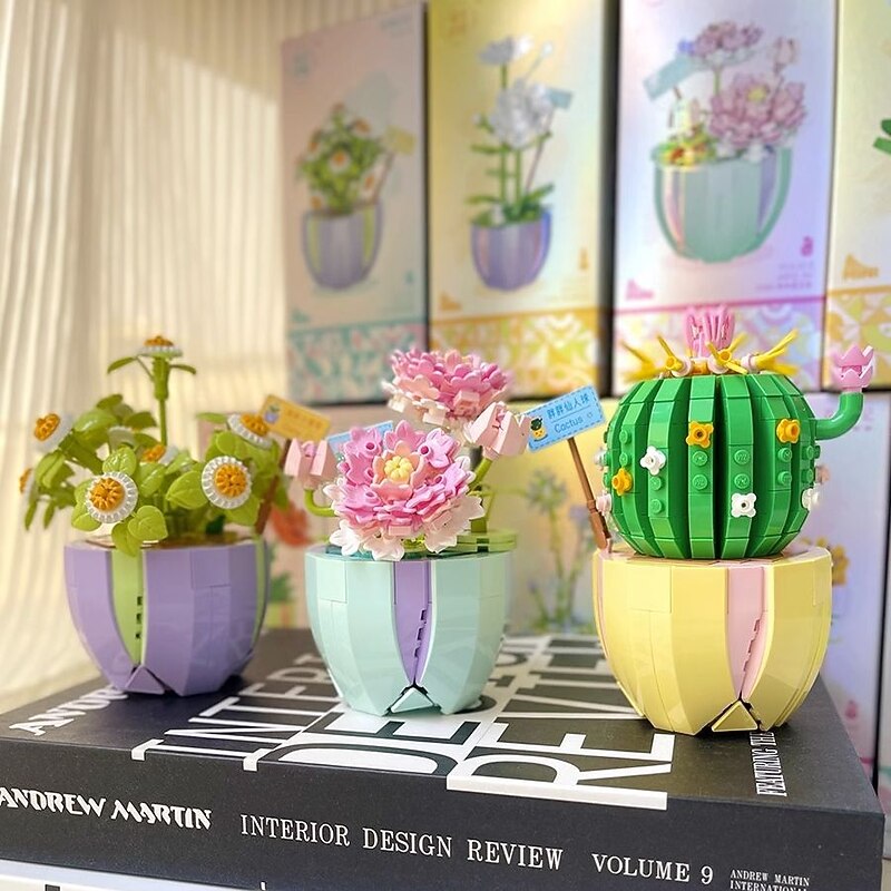 Women's Day Gifts Compatible With Puzzle Assembly Toys Small Particle Building Blocks Flowers Meat Potted Plants Bouquet Decorations Girls' Gifts Mother's Day Gifts for MoM2