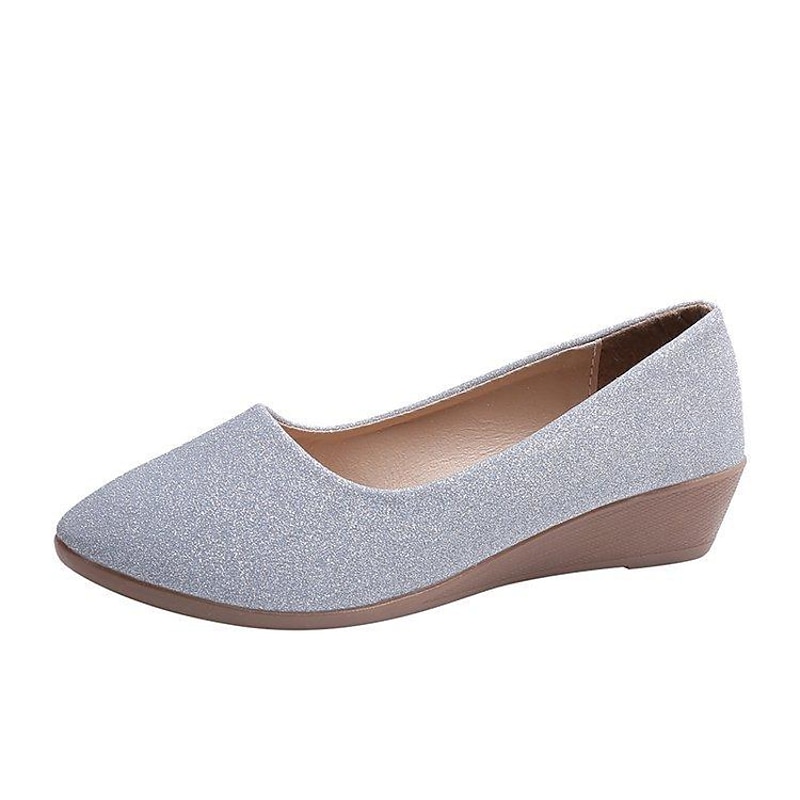 Women's Pink Glitter Wedge Flats – Comfortable Slip-On Sparkly Flats for Casual Outings, Parties, and Everyday Wear 16