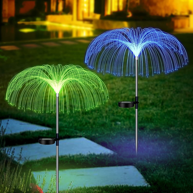Solar Fiber Double-layer Jellyfish Lamp Outdoor Ground Plug Induction Lawn Garden Decorative Landscape Lamp3