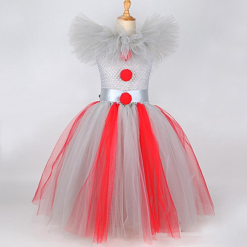 Burlesque Clown Pennywise Halloween Dress Cosplay Costume Party Costume Cosplay Halloween Kid's Girls' Halloween Carnival Masquerade Performance Party Easy Halloween Costumes Dress Up3