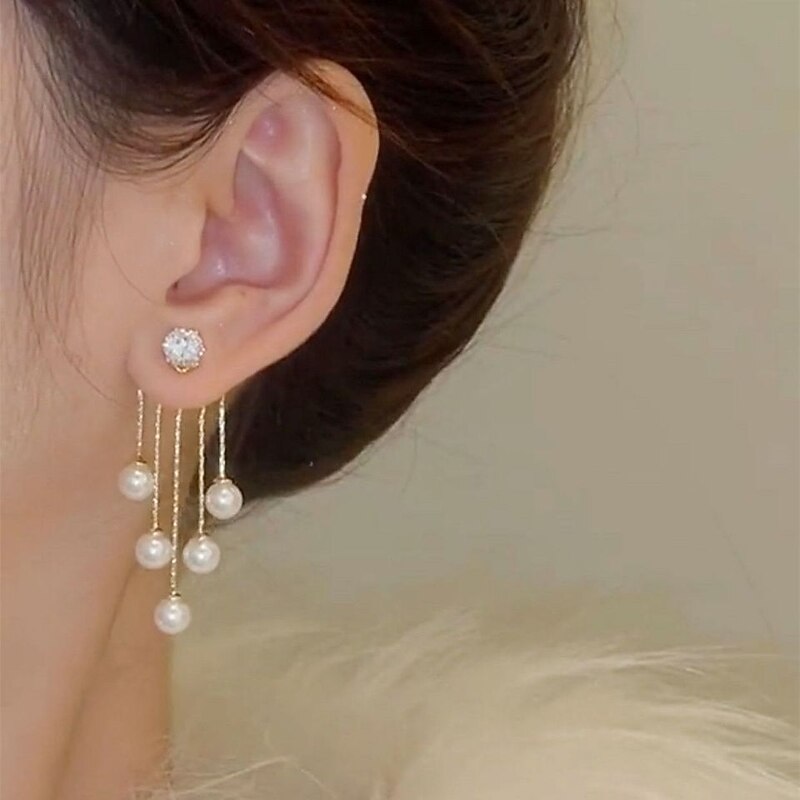 Women's Drop Earrings Fine Jewelry Tassel Fringe Precious Cute Stylish Earrings Jewelry White For Wedding Party 1 Pair2