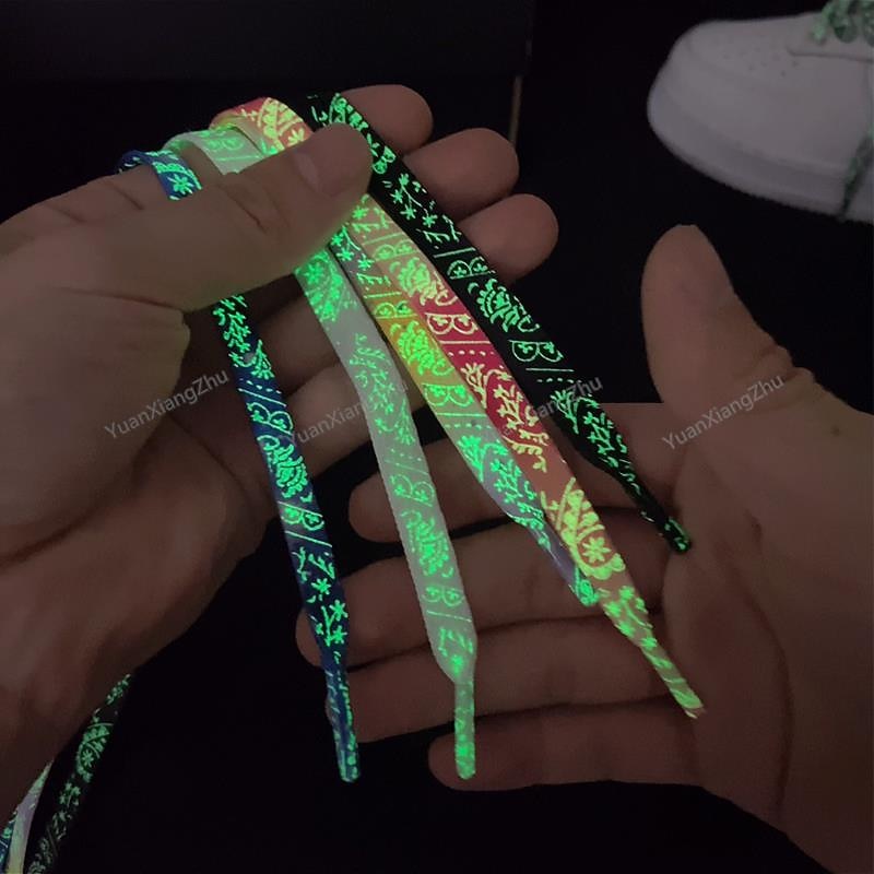 Glow-in-the-Dark Patterned Shoelaces for Air Force 1 – Luminous Flat Laces for Halloween, Christmas, Parties, and Streetwear Customization