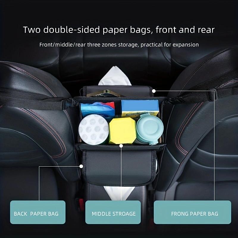 Car Seat Middle Organiser PU Leather Auto Between Seat Storage with Pockets Front Seat Handbag Holder Pet Net Barrier Organizer3