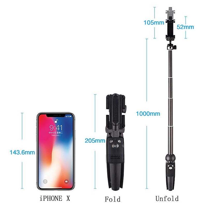 Yunteng Extendable Selfie Stick Tripod Monopod with Bluetooth Remote Shutter Universal for iPhone XS X 7plus Smartphones Gopro4