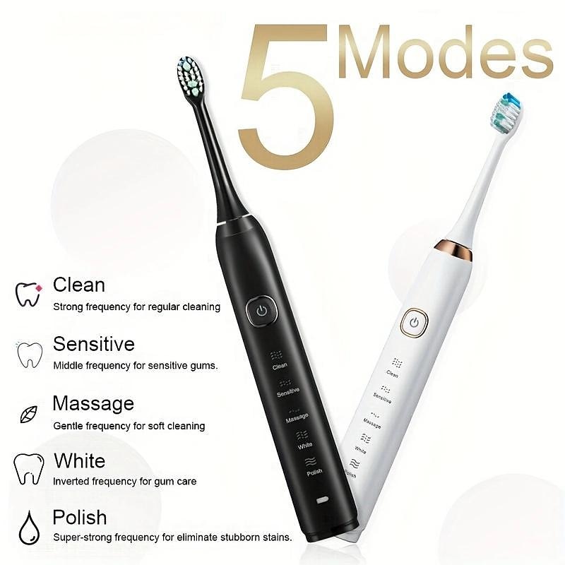 Sonic Electric Toothbrush Wireless Charging 5 Brushing Modes With Travel Box Brush Head Dust Cover 3 Replacement Soft Bristle Brush Heads2