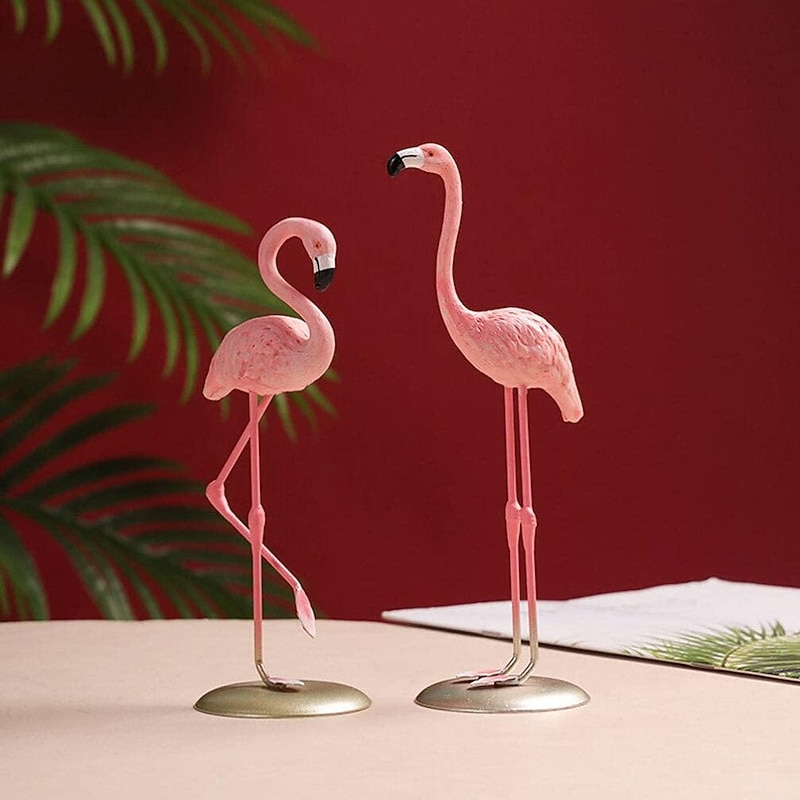 Resin Flamingo Ornaments Flamingo Statue Bird Figurine Animal Sculpture Tabletop Decoration for Home Garden Table Decor4