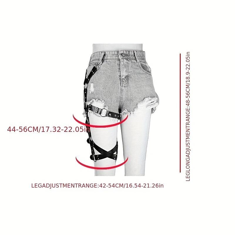 Gothic Single Leg Harness Belt Punk Garter Belt Adjustable Black Rivet Thigh Belt Women's Jeans Accessories4