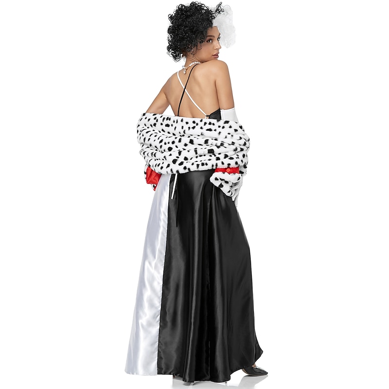 One Hundred and One Dalmatians Cruella De Vil Dress Cosplay Wigs Masquerade Cosplay Costume Sexy Costume Movie Cosplay for Women's Adults' Masquerade3