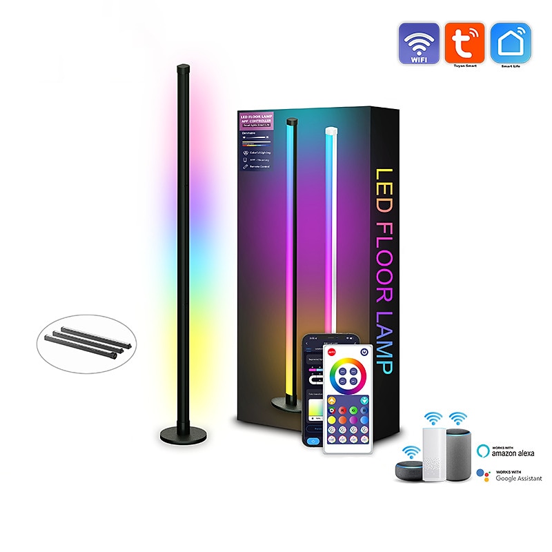 Graffiti Intelligent WiFi LED Smart Light LED Floor Lamp, Mesh Red Light with Music Sync, Color Changing Corner Standing Lamp with Remote & App Control, Timer, Ambiance Corner Lamp