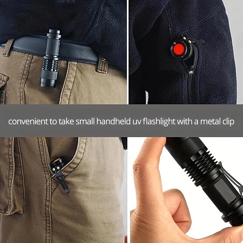 Zoomable UV Flashlight with Clip - Waterproof Torch in Red, Blue, Green & Purple Black Light for Fluorescent Detection & Camping2