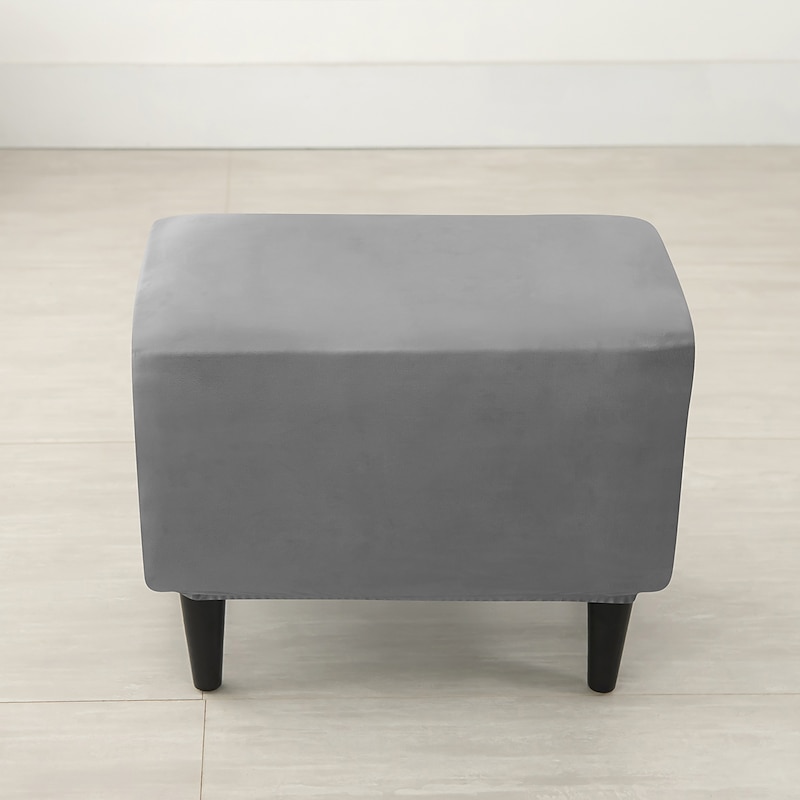 Stretch Velvet Ottoman Cover Burgundy Folding Storage Stool Furniture Protector Soft Rectangle Slipcover with Elastic Bottom Ottoman Cover2