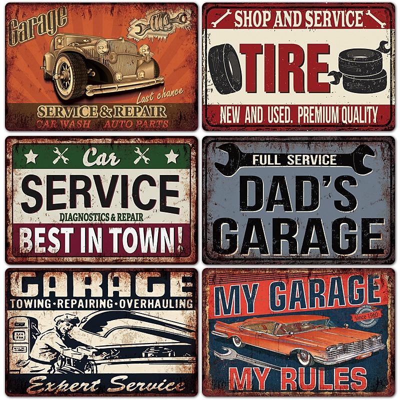 1pc Garage Metal Tin Sign, Car Vintage Plaque Decor, Home Decor, Restaurant Decor, Bar Decor, Cafe Decor, Garage Decor, Wall Decor, Water-proof, Dust-proof20x30cm/8''x12''4