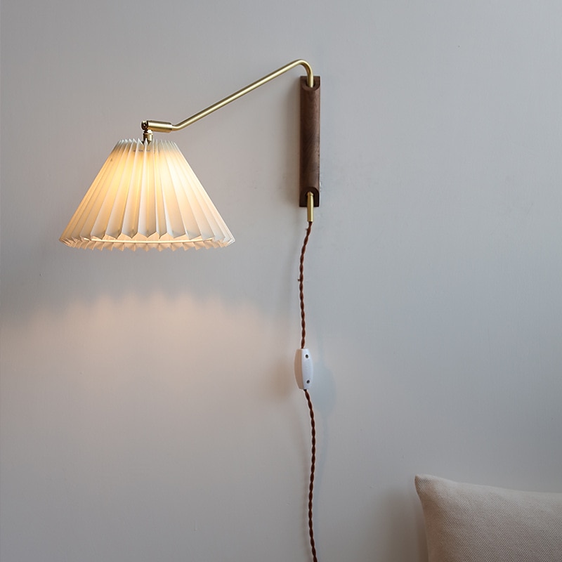 Lightinthebox Vintage Wall Lights with Plug Cable and Switch Wood Wall Lamp E27 Bedroom Bedside Lamps Adjustable Brass Holder Indoor Living Room Wall Wash Lights 110-240V3