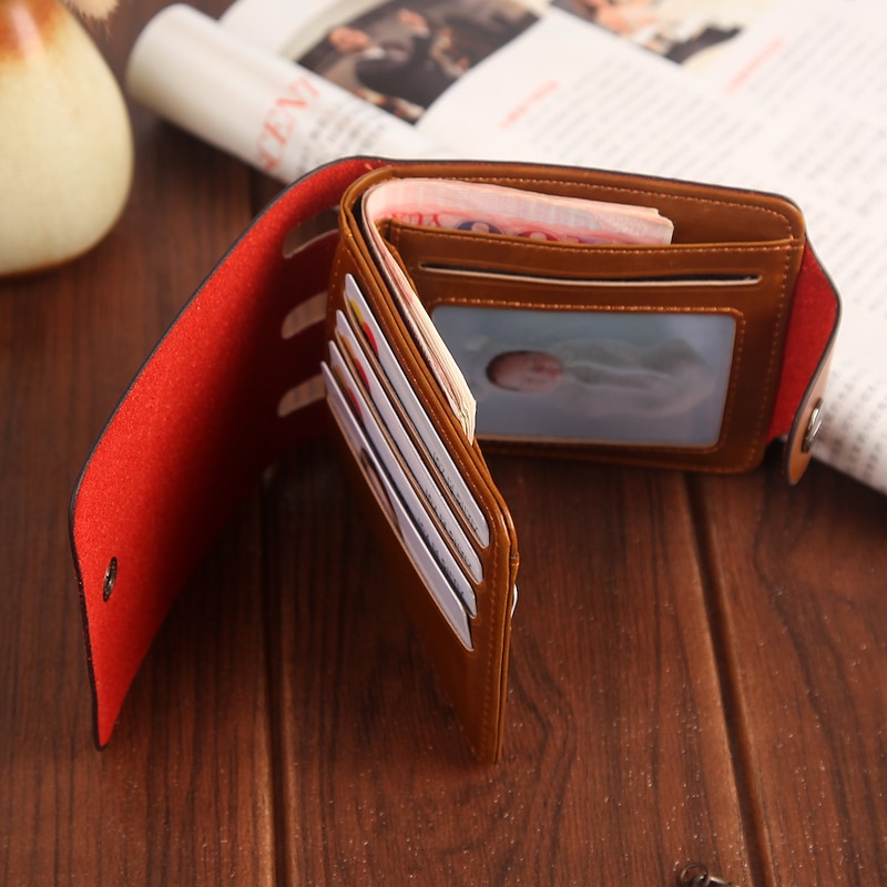 Mens Boys Classic Leather Pockets Credit ID Cards Holder Purse Wallet4