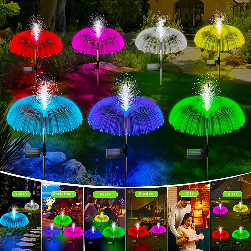Solar LED Jellyfish Lights Reed Mushroom Lamp Outdoor Garden Decor Lawn Light 7 Color Change Waterproof Patio Yard Pathway Decor Solar Flowers Lamp3