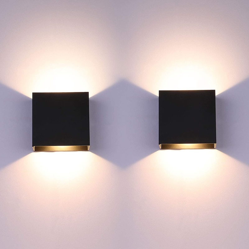 Outdoor LED Wall Sconce Waterproof 6W Up and Down Lighting Indoor Double-Head Modern Light for Bedroom and Bathroom Warm White 90-264V4