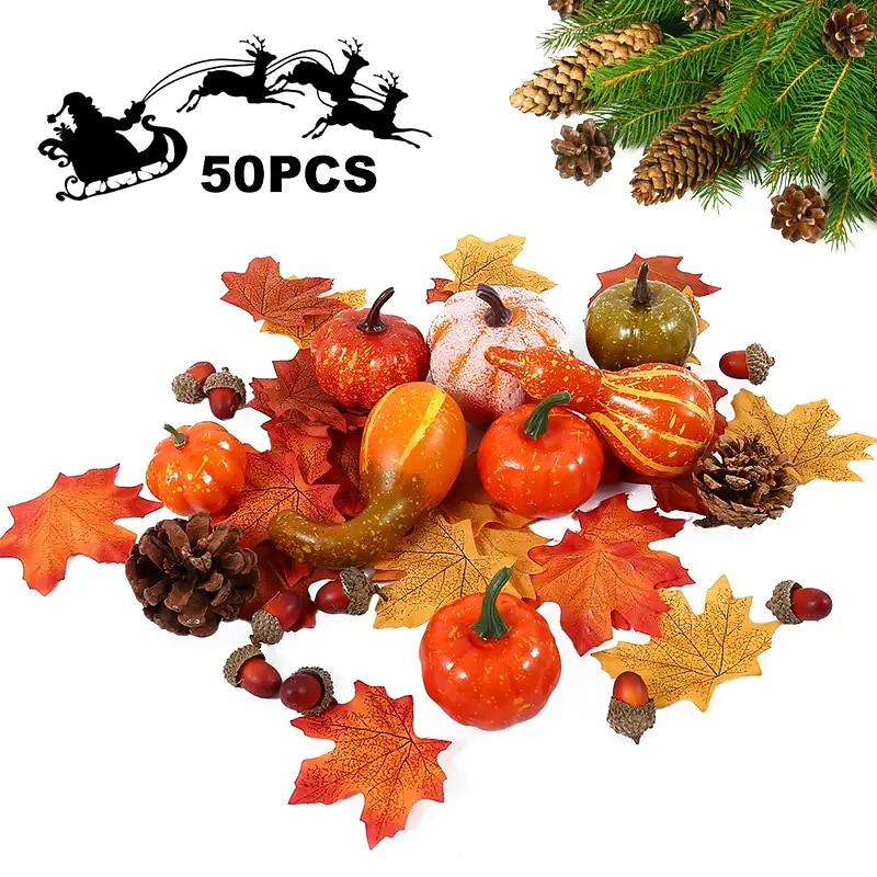 1pc Artificial Pumpkins Set Thanksgiving Artificial Pumpkins Home Decoration Set Assorted Faux Fall Harvest Pumpkins Mini Autumn Harvest Pumpkins For Halloween Thanksgiving Table Decor Thanksgiving