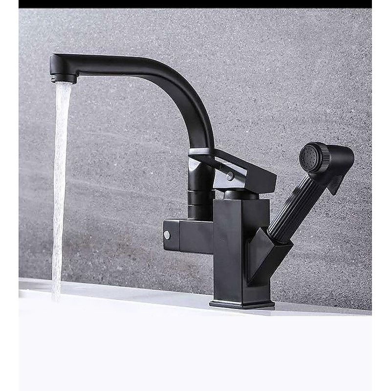 Stainless Steel Kitchen Faucet Pull Out with Sprayer, 360° Swivel Spout Vessel Taps with Cold and Hot Hose3