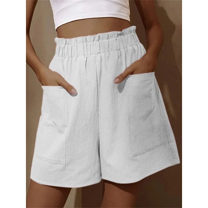 Women's Shorts Streetwear Simple Casual Short High Waist Plain Pocket Elastic Waist Breathable Soft Outdoor Micro-elastic Outdoor Vacation Casual Daily Black White Red Blue Summer Spring Regular Fit2