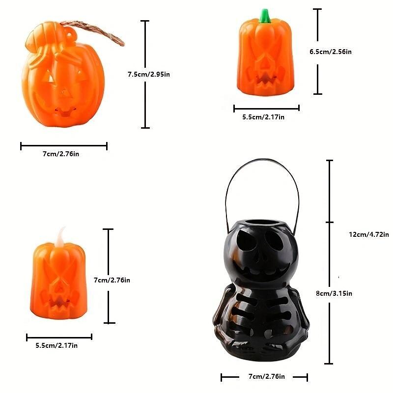 Halloween DecorationJack O Lantern Electronic Candle Light, Portable Candlestick Night Light, Ghost Festival Decoration, Props Atmosphere Layout, Suitable for Autumn Thanksgiving Table Decoration3