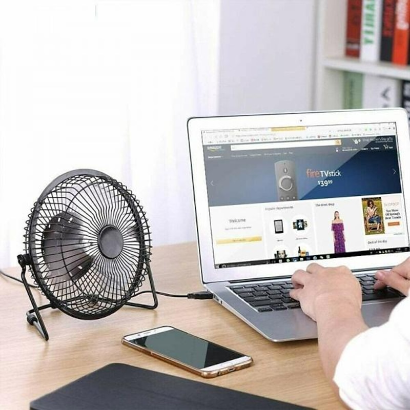 Bladeless Tower Fan with 3000mAh Battery – 5-Speed USB Rechargeable Quiet Cooling Fan for Desk or Floor Use4