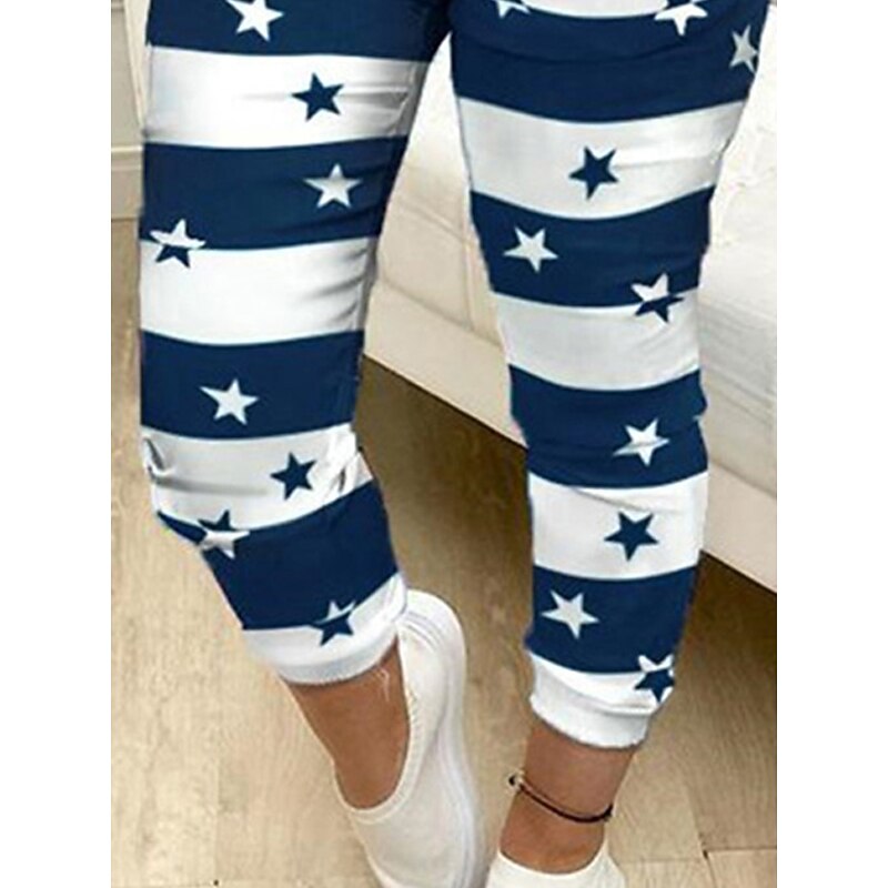Women's Sweatpants Joggers Chinos Active Casual Athletic Ankle-Length High Waist Star Striped Pocket Drawstring Elastic Waist Breathability Comfortable Micro-elastic Outdoor Sports Daily Wear Dark3