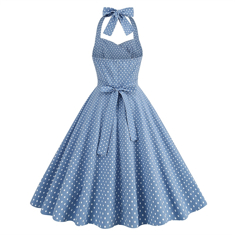 Retro Vintage 1950s Rockabilly A-Line Dress Swing Dress Halter Polka Dot Fancy Dress Women's Masquerade Casual Daily Bachelorette Party Adults' Dress Homecoming Dresses Spring & Summer3