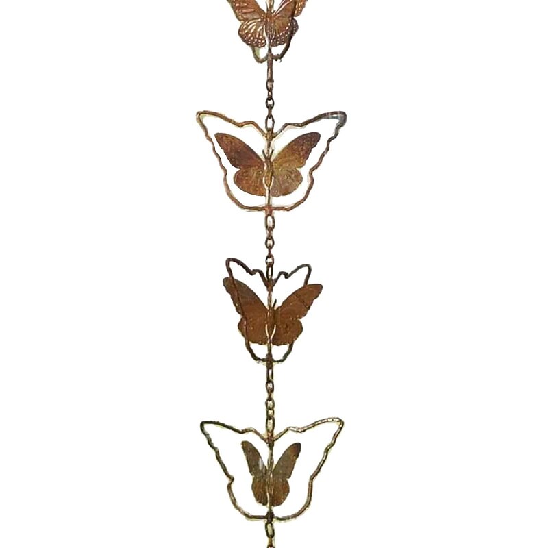 Wind Chimes Metal Rain Chain Butterfly Chimes and Cups Rain Catcher for Gutter Roof Decor Metal Drainage Rain Chain2